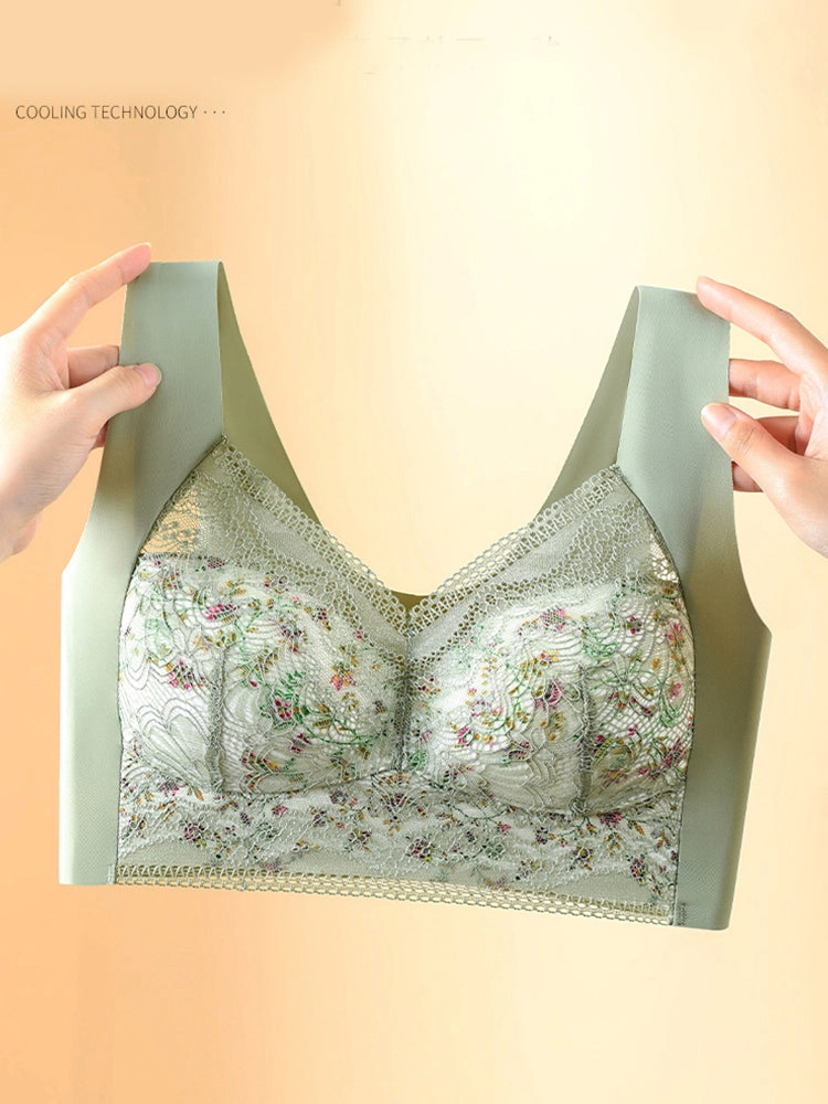 Thin Ice Silk Floral Seamless Wire-Free Bra