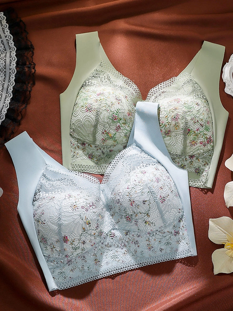 Thin Ice Silk Floral Seamless Wire-Free Bra