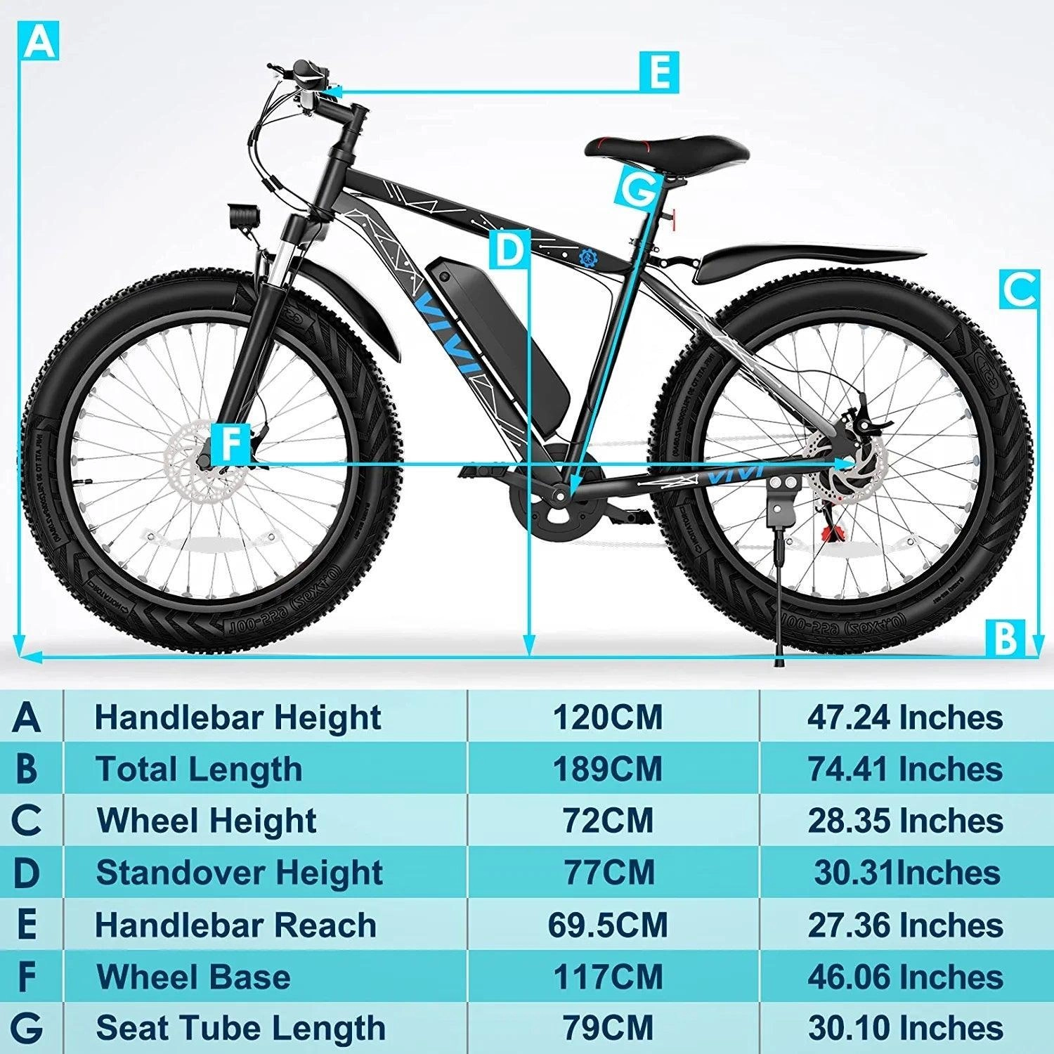 VIVI F26FUL Electric Bike Long Range Fat Tire Electric Bike UL2849 Certified