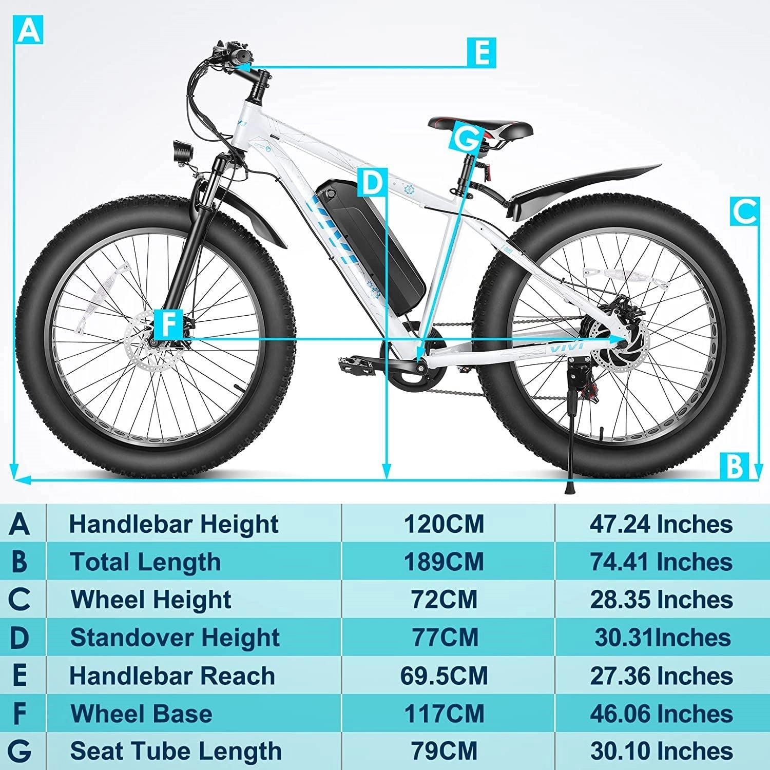 VIVI F26FUL Electric Bike Long Range Fat Tire Electric Bike UL2849 Certified