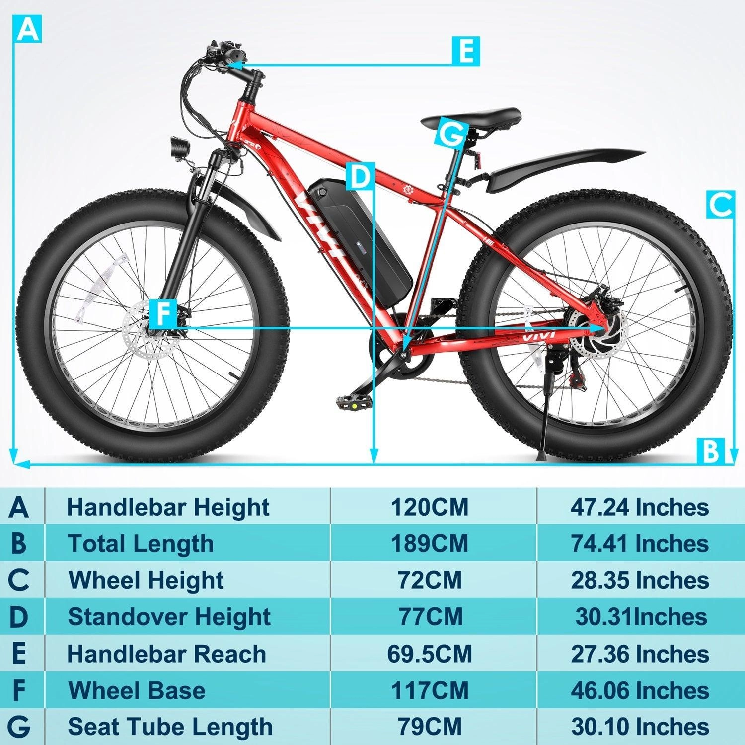 VIVI F26FUL Electric Bike Long Range Fat Tire Electric Bike UL2849 Certified