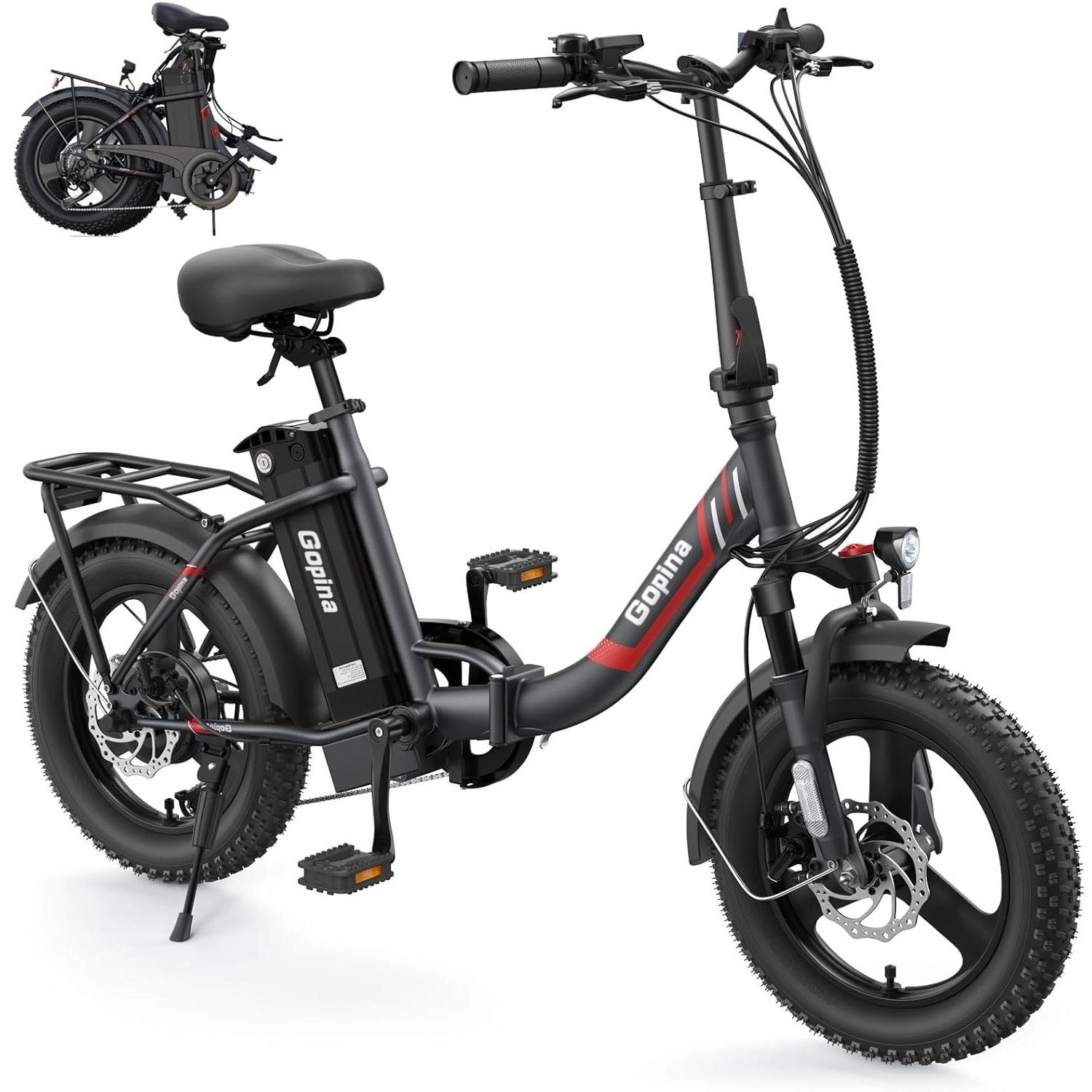 VIVI Gopina Electric Bike 3.0" Fat Tire Folding Electric Bike UL2849 Certified